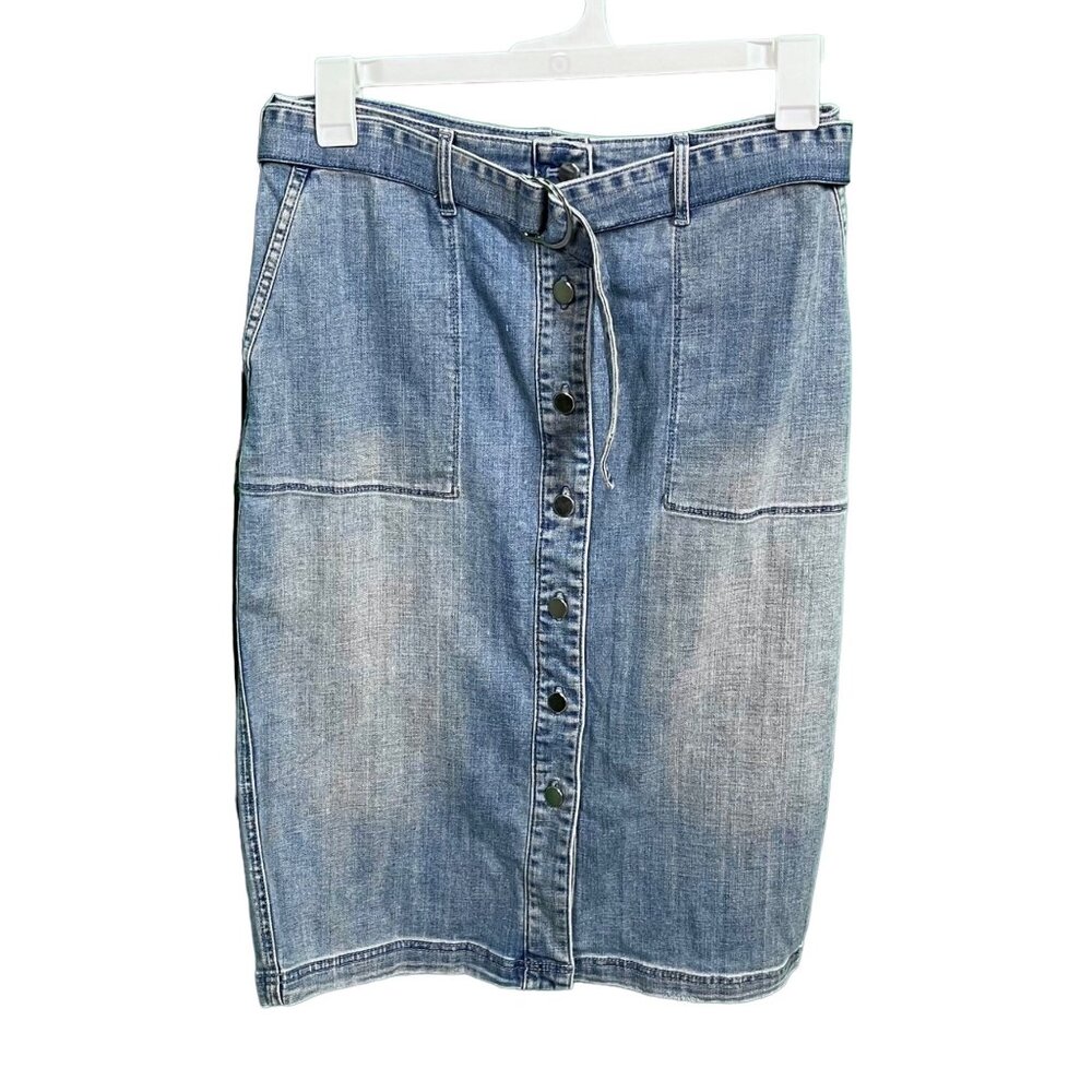 Chico’s Denim Button Up Midi Skirt Women's Size 1 / Medium - 8